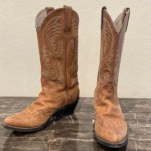 Tan Durango leather cowboy boots